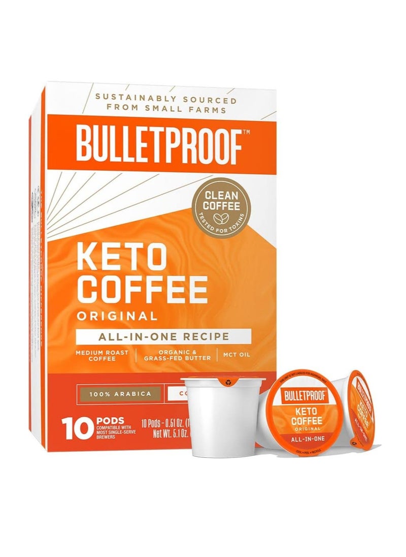 Keto Coffee Single-Serve Pods, 10 Count, All-In-One Recipe with MCT Oil and Organic Butter