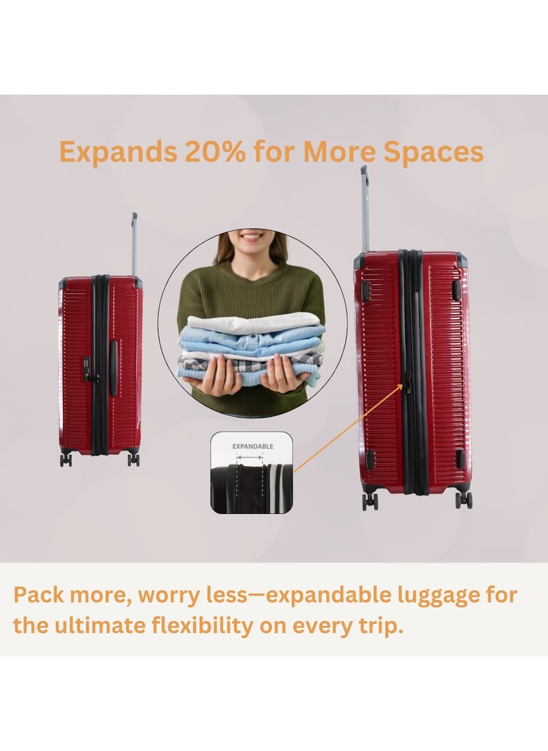 National Geographic Metallic PC Hardside Luggage Metallic Red Trolley Set of 3, Lightweight Durable Anti-Theft Zipper TSA Lock, 4 Double Spinner Wheels Bag, Expandable Suitcase with Aluminum Telescopic Handle