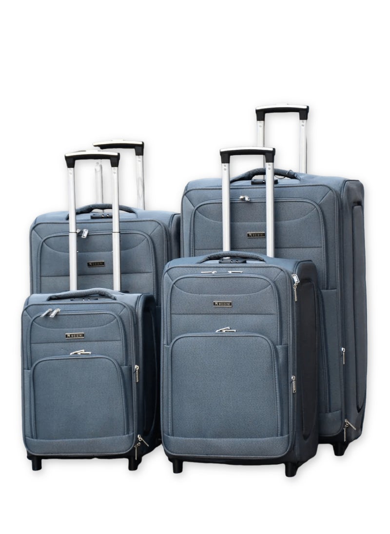 4-Piece Soft-Side Luggage Sets Lightweight Trolley Bag With 2 Wheels