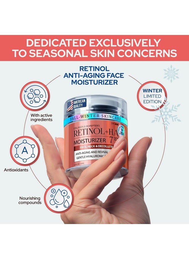 Retinol Collagen Face Cream - Premium Anti-Aging Neck Cream - Day & Night Anti Wrinkle Cream for Women and Men - Skin Firming and Tightening Face Moisturizer with Hyaluronic Acid for All Skin Types