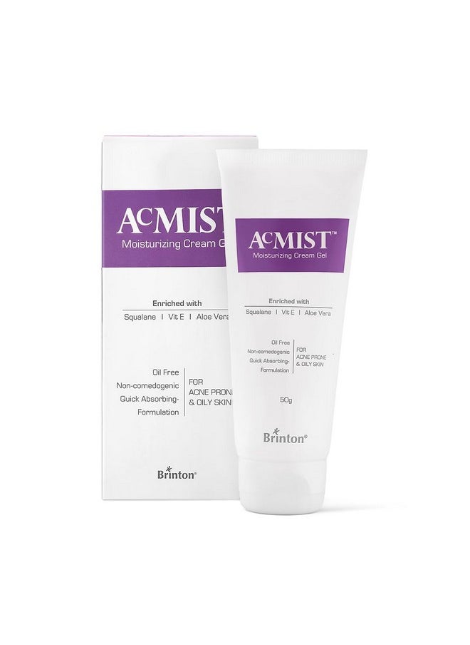 Brinton AcMist Vitamin E & Aloe Vera Based Moisturizing Cream Gel for Acne Prone and Oily Skin | Oil Free, Quick Absorbing & Lightweight | 50 g x Pack of 3