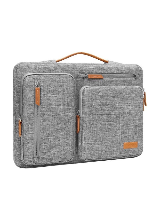 MOSISO 360 Protective Laptop Sleeve Compatible with MacBook Air/Pro, 13-13.3 inch Notebook, Compatible with MacBook Pro 14 inch M4 M3 M2 M1, Side Open Bag with 4 Zipper Pockets&Handle, Gray