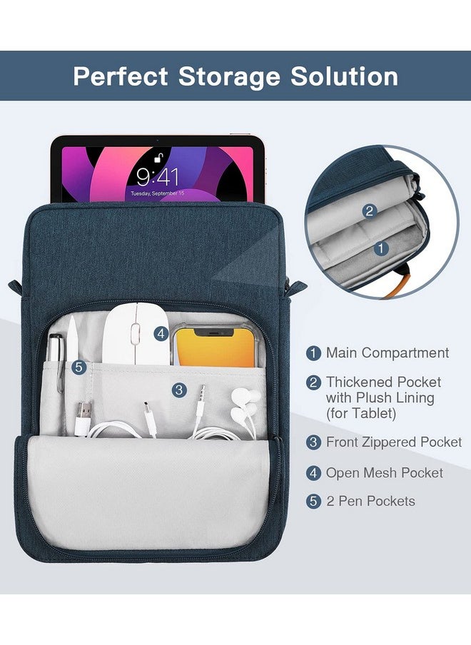 MoKo 9-11 Inch Tablet Sleeve Bag Handle Carrying Case with Shoulder Strap Fits New 11-inch iPad Pro M4/iPad Air M2, iPad 10th 10.9, iPad 9/8/7th 10.2, iPad Air 5/4th 10.9, Tab S8/S9 11, Indigo