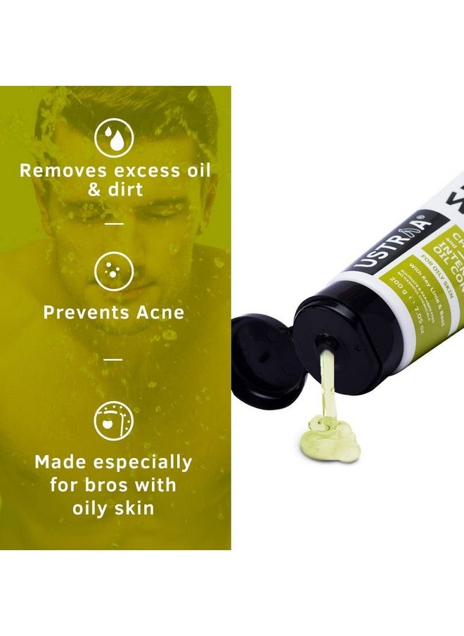 Ustraa Face Wash - Oily Skin - 2 x 100g (Pack of 2) - With Basil & Key Lime - For Acne-Prone Skin | No SLS | Checks Acne & Blackheads | Control Excess Oil, Removes Dirt and Helps Repair Skin