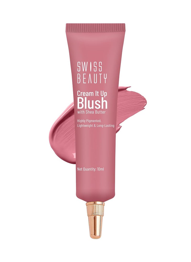 Swiss Beauty Cream It Up Blusher | Highly Pigmented | Long-lasting | Buildable & Blendable | All Skin Types | Shade- Cheek-O-Pink, 10ml