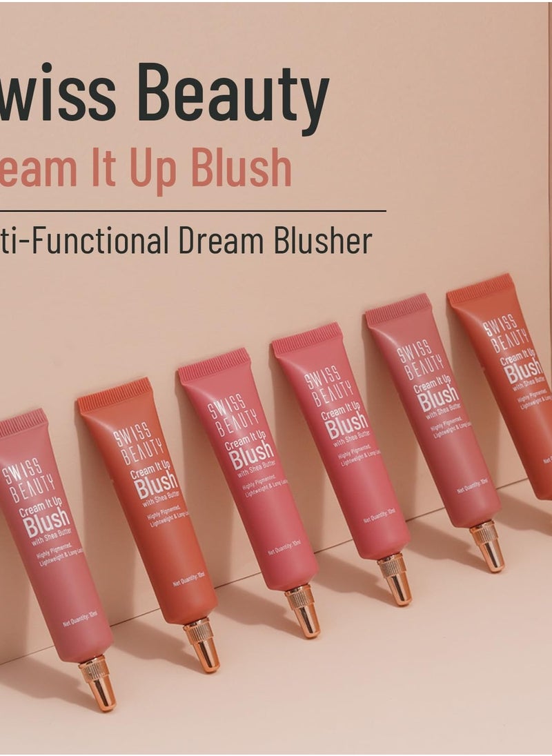 Swiss Beauty Cream It Up Blusher | Highly Pigmented | Long-lasting | Buildable & Blendable | All Skin Types | Shade- Cheek-O-Pink, 10ml