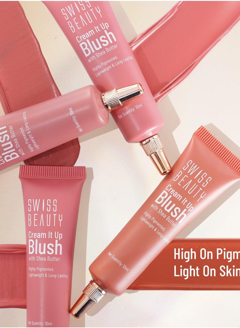 Swiss Beauty Cream It Up Blusher | Highly Pigmented | Long-lasting | Buildable & Blendable | All Skin Types | Shade- Cheek-O-Pink, 10ml