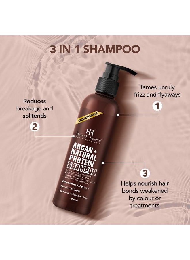 Argan & Keratin Shampoo With 100% Pure Argan Oil & Aloe Extracts | For Damaged & Frizzy Hair | Shampoo For Women And Men | Sulphate & Paraben Free | 200 Ml