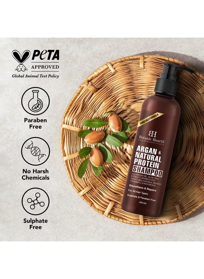 Argan & Keratin Shampoo With 100% Pure Argan Oil & Aloe Extracts | For Damaged & Frizzy Hair | Shampoo For Women And Men | Sulphate & Paraben Free | 200 Ml
