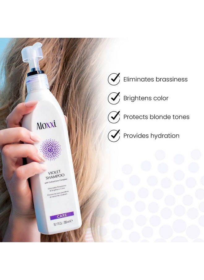ALOXXI Violet Shampoo - Purple Shampoo for Blonde Hair - Instantly Brightens & Washes Away Brassy Yellow Tones on Blonde, White & Grey Hair - Paraben Free & Sulfate Free, 33.3 Fl Oz
