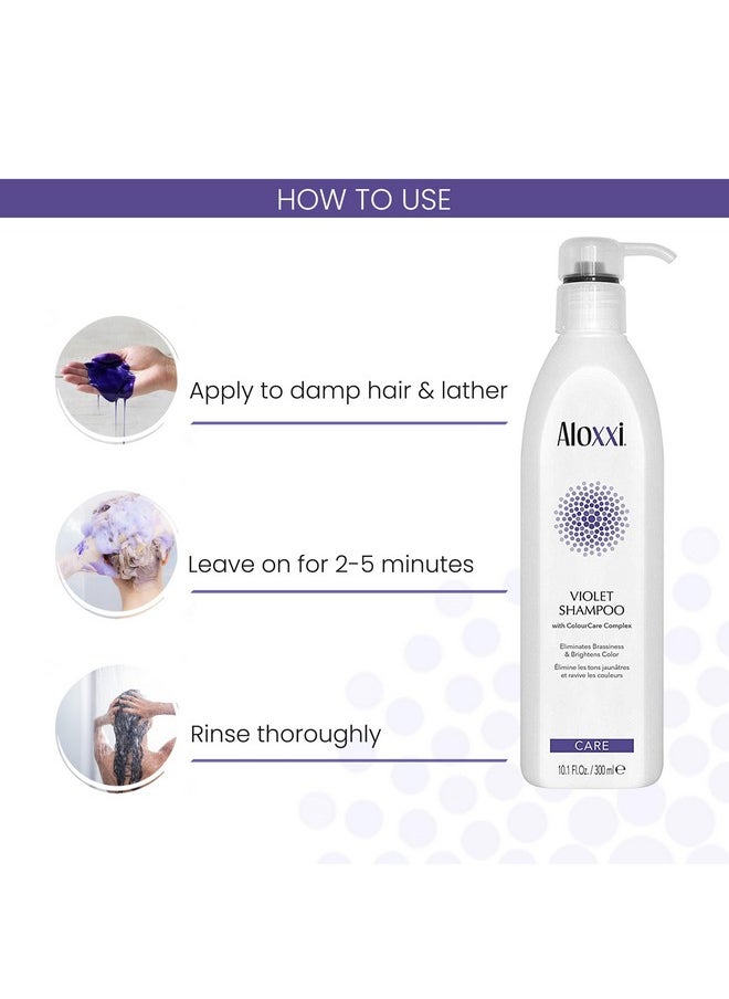 ALOXXI Violet Shampoo - Purple Shampoo for Blonde Hair - Instantly Brightens & Washes Away Brassy Yellow Tones on Blonde, White & Grey Hair - Paraben Free & Sulfate Free, 33.3 Fl Oz
