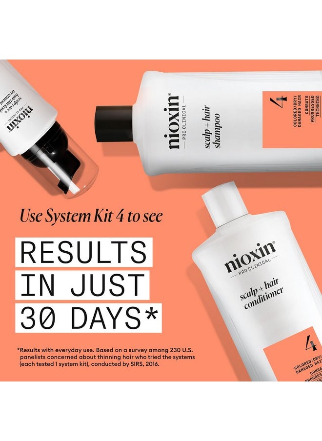 Nioxin System 4 Scalp + Hair Shampoo - Hair Thickening Shampoo For Damaged Hair with Progressed Thinning, 33.8 fl oz (Packaging May Vary)