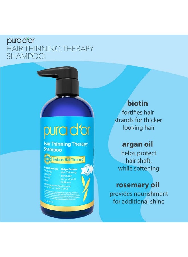 16 Oz Hair Thinning Therapy Biotin Shampoo - Original Scent - Clinically Tested Effective Results, Herbal Dht Blocker Hair Thickening Products For Women & Men, Color Safe Routine Shampoo