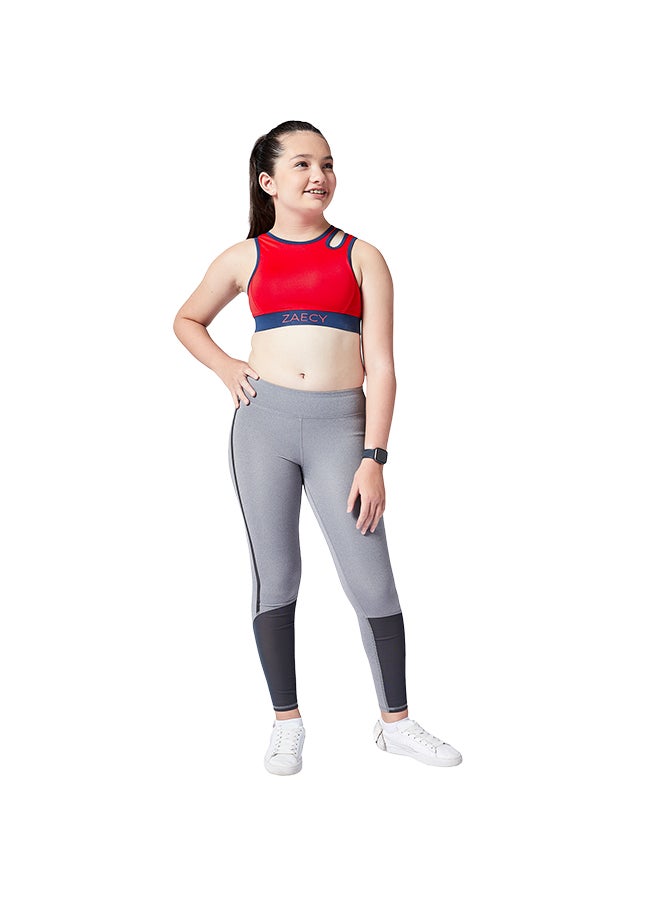 Girl's Mid-Rise Power-Mesh Reflective-Leggings
