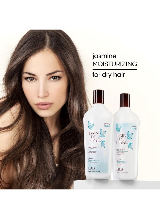 Bain de Terre Jasmine Moisturizing Conditioner, Rich Hydration for Dry Hair, with Argan & Monoi Oils, Paraben-Free, Color-Safe, Vegan, 33.8 Fl Oz