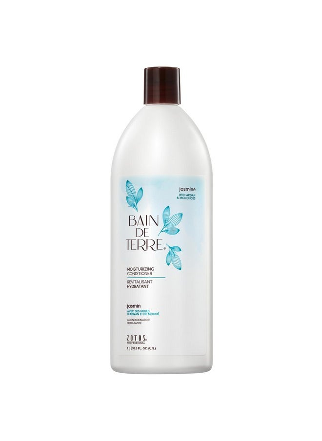 Bain de Terre Jasmine Moisturizing Conditioner, Rich Hydration for Dry Hair, with Argan & Monoi Oils, Paraben-Free, Color-Safe, Vegan, 33.8 Fl Oz