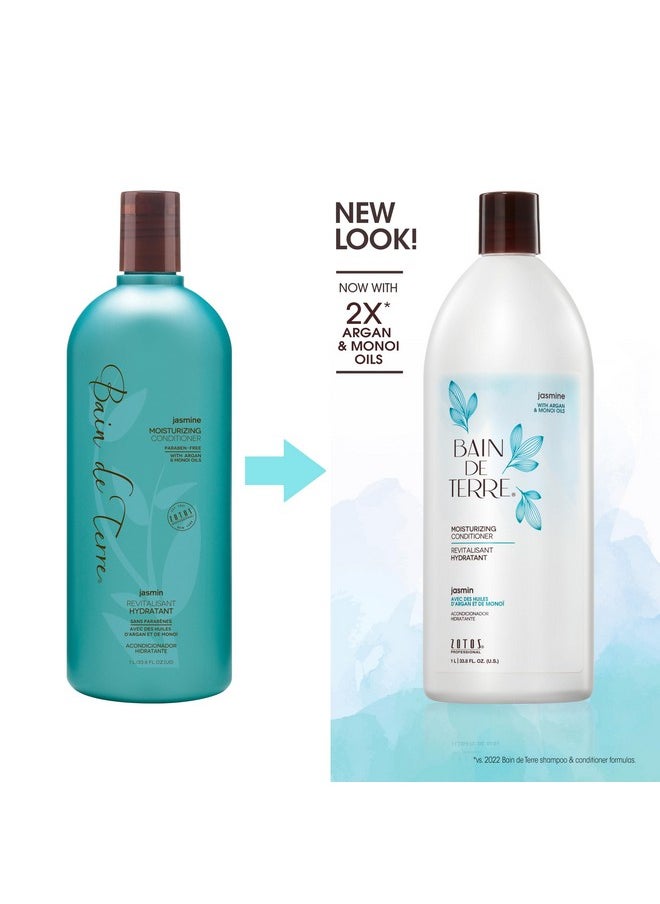 Bain de Terre Jasmine Moisturizing Conditioner, Rich Hydration for Dry Hair, with Argan & Monoi Oils, Paraben-Free, Color-Safe, Vegan, 33.8 Fl Oz