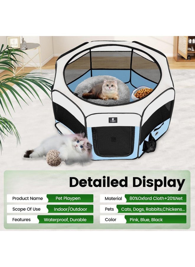 X-ZONE PET Dog Playpen Portable Pet Play Pens for Puppies, Cat, Rabbit, Chicks, Foldable Exercise Play Tent Kennel Crate, Indoor/Outdoor Travel Camping Blue Large