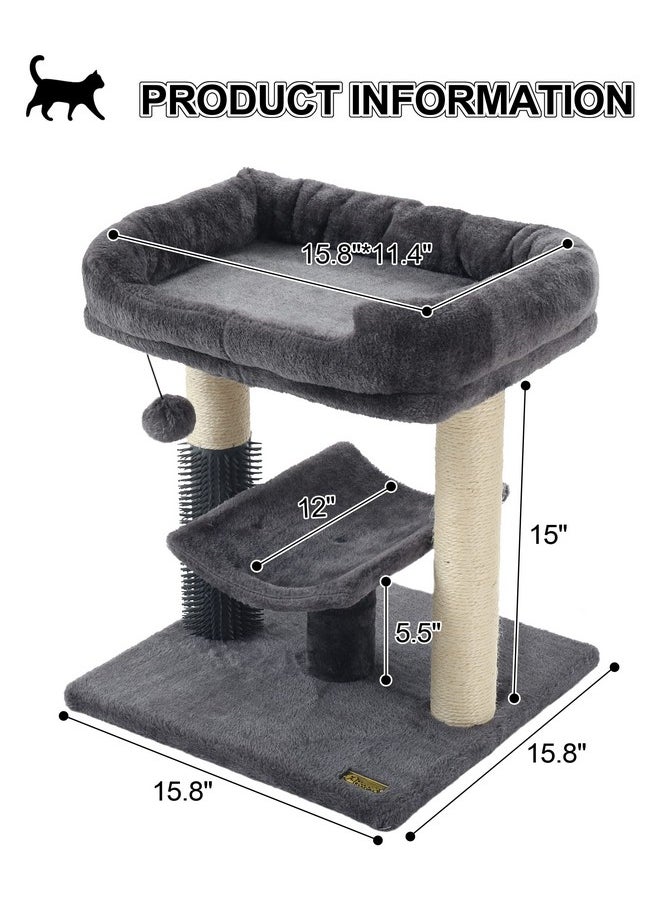 Hoopet cat Tree Tower,cat Scratching Post for Indoor Cats,Featuring with Super Cozy Perch,Cat Self Groomer and Interactive Dangling Ball Great for Kittens and Cats