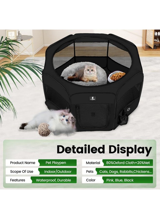 X-ZONE PET Dog Playpen Portable Pet Play Pens for Puppies, Cat, Rabbit, Chicks, Foldable Exercise Play Tent Kennel Crate, Indoor/Outdoor Travel Camping Black Large