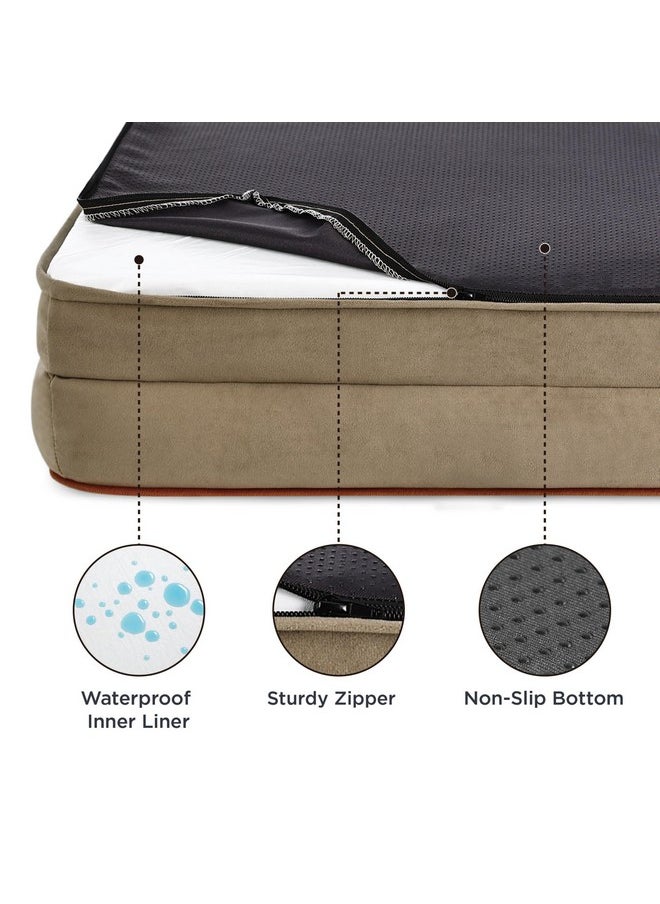 Bedsure Orthopedic Dog Bed for Medium Dogs - Waterproof Dog Sofa Beds Medium, Supportive Foam Pet Couch Bed with Removable Washable Cover, Waterproof Lining and Nonskid Bottom, Hazel
