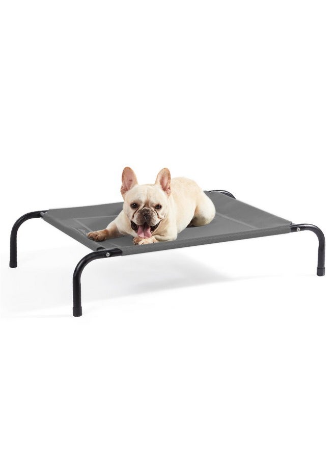 Bedsure Polyester Petsure Elevated Dog Bed-Medium Raised Dog Cot for Medium Dogs&Cats-Portable Indoor&Outdoor Pet Bed for Camping Or Beach-Cooling Summer Frame with Breathable Mesh-Grey