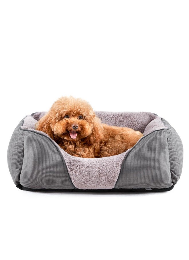 MIXJOY Washable Pet Beds for Dogs and Cats, Soft Orthopedic Puppy Bed With Anti-Slip Bottom, Calming Cuddler for Small Pets (20x19in, Grey)