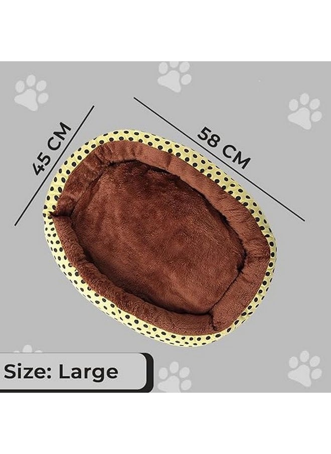 Petvit Dog Bed | Dog Bed Large Size | Pet Bed for Dogs | Puppy Bed | Removable Bed for Dog | Raised Edged Pillow | Yellow & Coffee | Large |