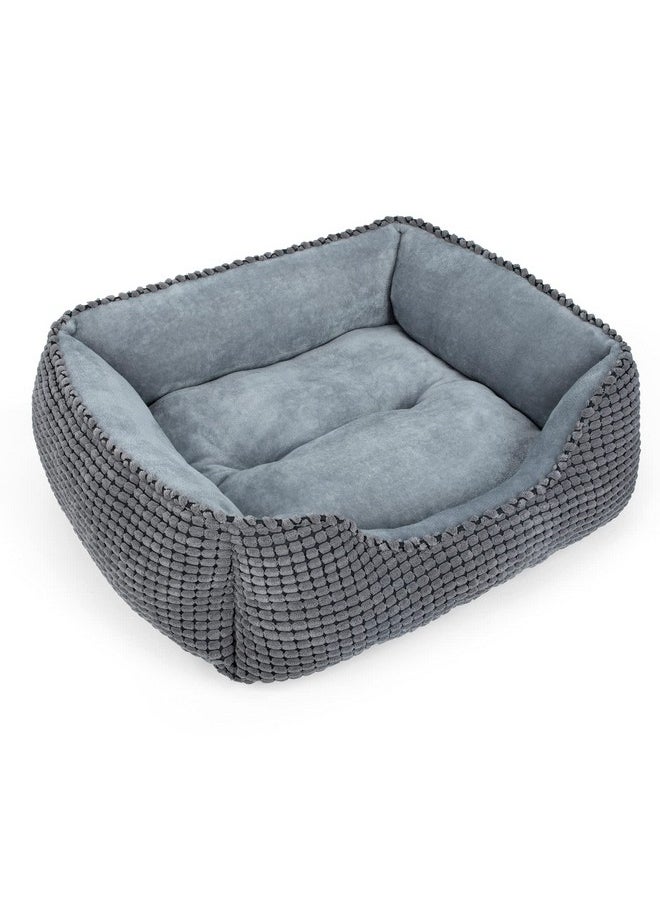 MIXJOY Dog Bed for Large Medium Small Dogs, Rectangle Washable Sleeping Puppy Bed, Orthopedic Pet Sofa Soft Calming Cat Beds Indoor Cats, Anti-Slip Bottom with Multiple Size (25'', Grey)