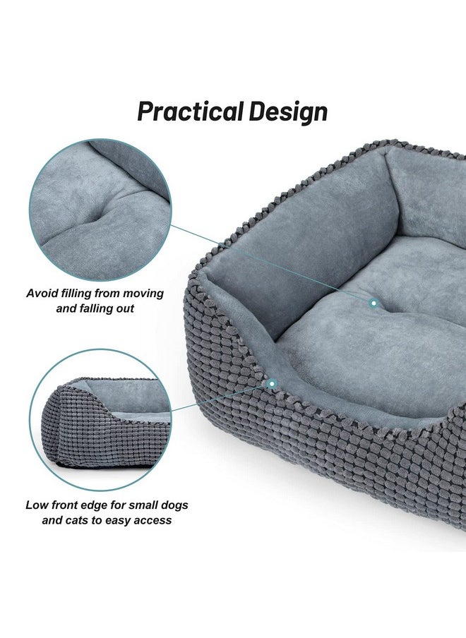 MIXJOY Dog Bed for Large Medium Small Dogs, Rectangle Washable Sleeping Puppy Bed, Orthopedic Pet Sofa Soft Calming Cat Beds Indoor Cats, Anti-Slip Bottom with Multiple Size (25'', Grey)