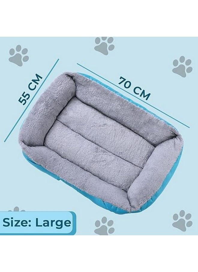 Petvit Dog Bed | Cat Bed | Puppy Bed | Oxford Cloth Polyester Filling Bed for Dog | Washable Dogs Bed | Anti Slip Design | Large Size Dog Bed | Sky Blue (Large)