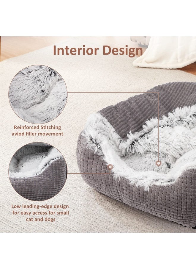 MIXJOY Dog Beds for Small Dogs, Rectangle Cave Hooded Blanket Puppy Bed, Luxury Orthopedic Cat Beds for Indoor Cats, Warmth and Machine Washable (20 inches, Grey)