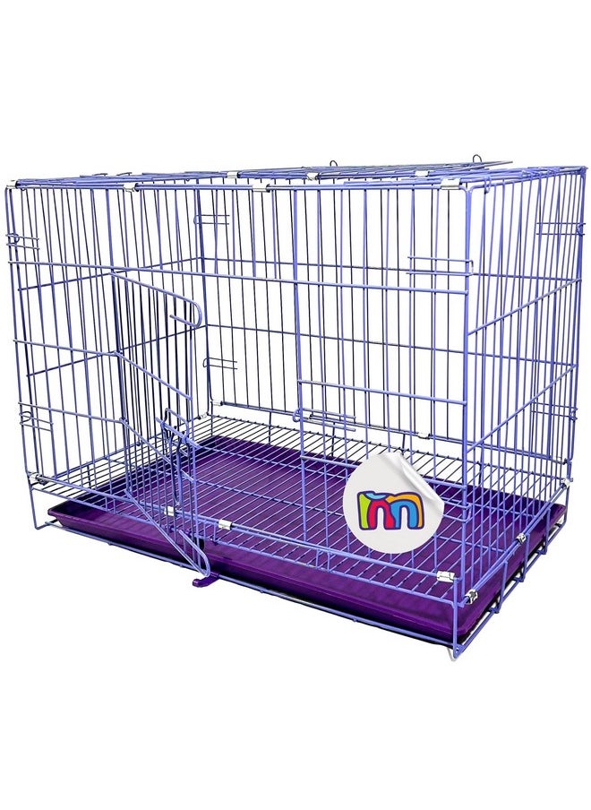 Midwest Homes for Pets Dog Crates Cage Kennel 30 Inch - Age 4-6 Month & Small Breeds Adult Dogs Crate (30Lx18Wx20H) - Durable Metal Construction - Portable & Foldable Design - Color: Violet