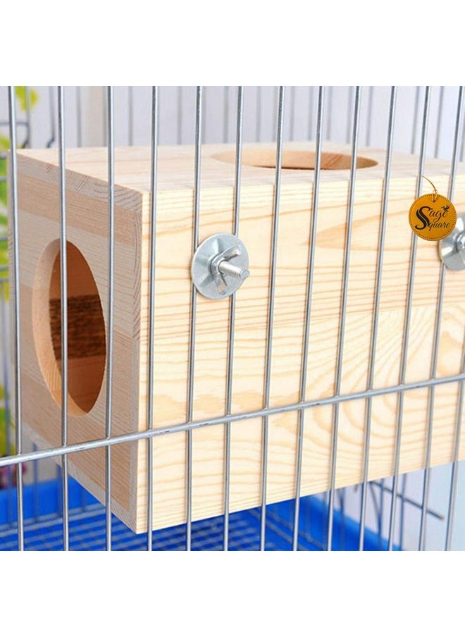 Sage Square Wooden HideHouse Hut Hammock Sleeping Cabin Cage Accessory Toy for Hamsters, Hedgehog, SugarGlider, Birds, Small Rabbit, Small Guinea Pig