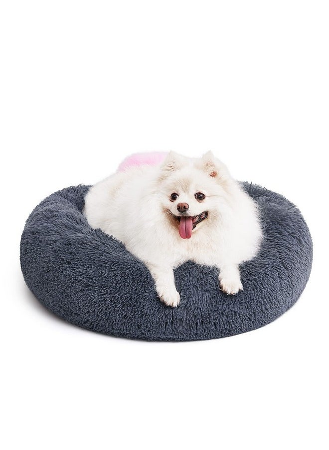 MIXJOY Orthopedic Dog Bed Comfortable Donut Cuddler Round Dog Bed Ultra Soft Washable Dog and Cat Cushion Bed (20''/23''/30'') (23'', Grey-Blue)