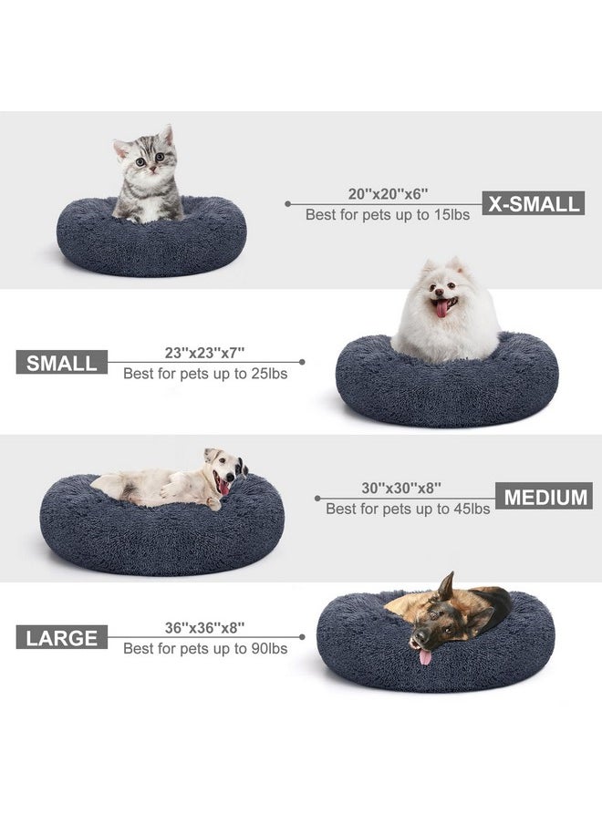 MIXJOY Orthopedic Dog Bed Comfortable Donut Cuddler Round Dog Bed Ultra Soft Washable Dog and Cat Cushion Bed (20''/23''/30'') (23'', Grey-Blue)