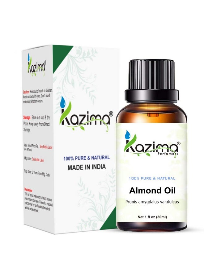 KAZIMA Almond Carrier Oil - 100% Pure & Natural Cold Pressed Oil for Hair, Skin & Body, 30 ml