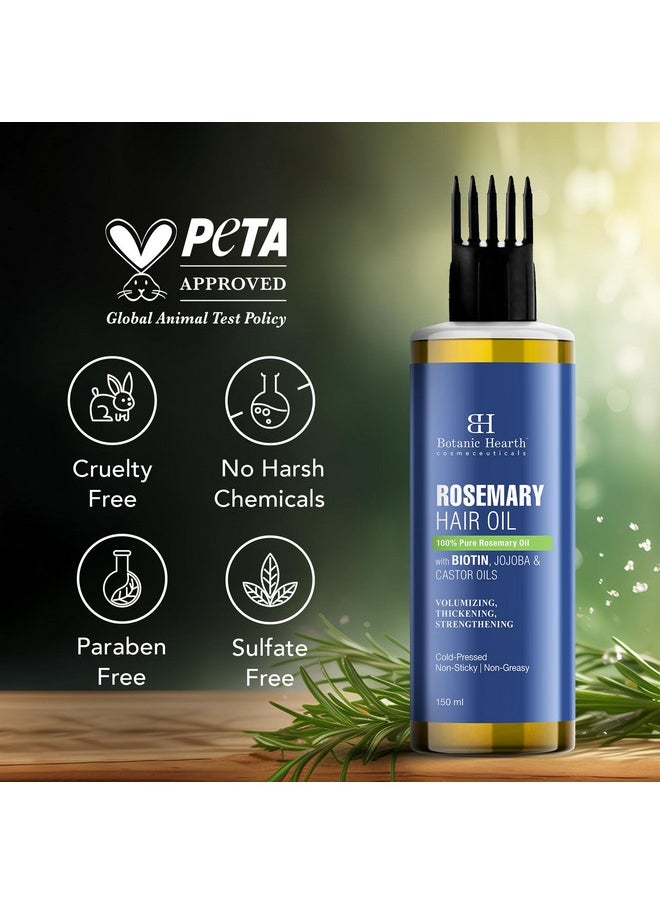 Botanic Hearth 100% Pure Rosemary Oil for Hair Growth | Controls Hair Fall, Promotes New Hair Growth | Hair Strengthening Treatment for Healthy Nourished Hair | 150 ml