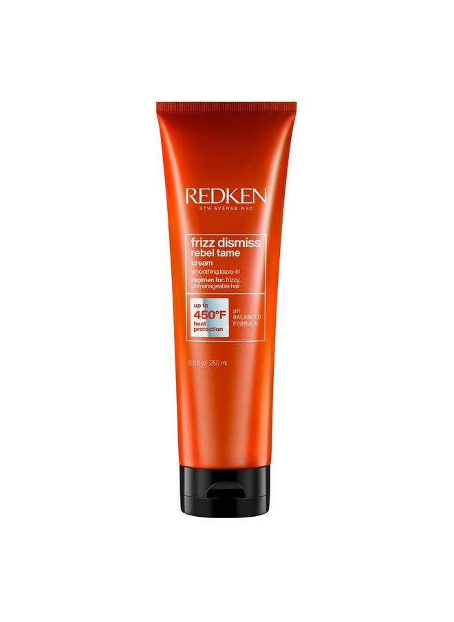 Redken Frizz Dismiss Rebel Tame Leave-In Cream, Heat Protection to 450°F, Controls Frizz & Humidity, Smooths Hair, Sulfate Free, 8.05oz