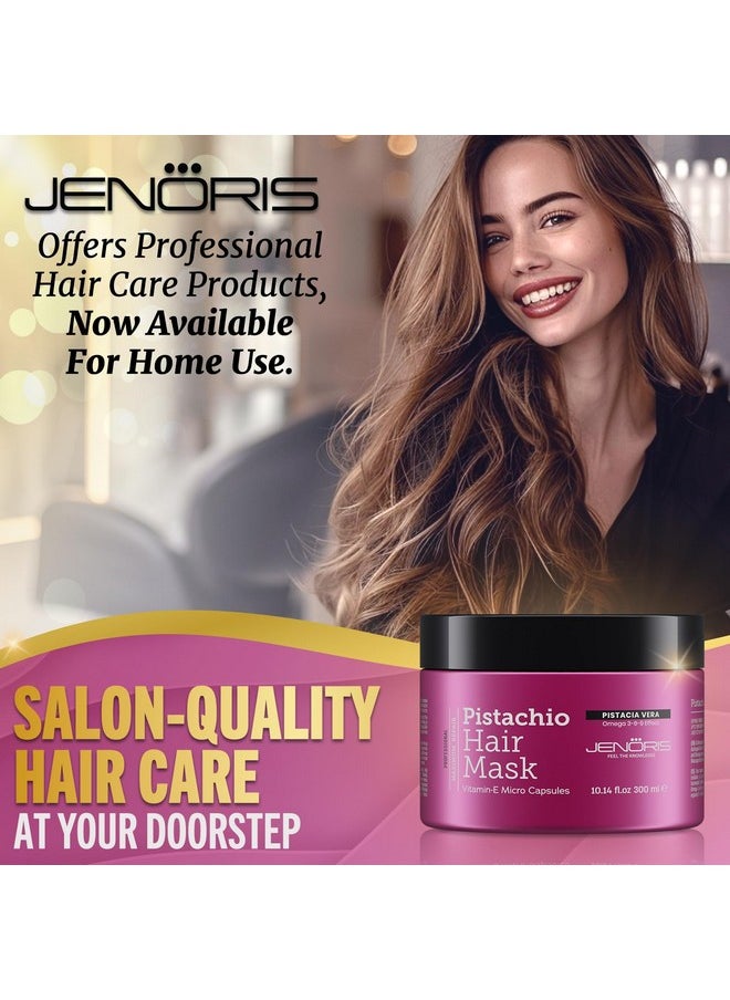 Jenoris Pistachio Hair Mask for Dry Damaged Hair - Deep Conditioning Hair Mask Treatment with Pistachio Oil & Vitamin E, For Color-Treated Hair, For Hair Repair, Paraben & Salt Free, 8.4 Fl Oz