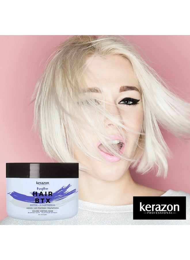 KERAZON Blonde Brazilian Hair BTX Treatment Purple Mask Platinum Effect & Silver Hair Providing Smoothing, Deep Hydration, Anti-Brass, Shine, Softness, Volume & Frizz Control. Packaging may vary.