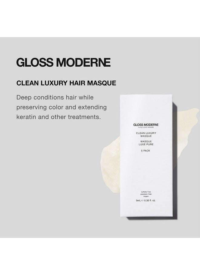 GLOSS MODERNE Clean Luxury Deep Conditioning Travel Masque, Hair Mask with Notes of Mediterranean Almond and Coconut Accented with Cognac, Controls Frizz and Adds Shine, 1.52 Fl Oz(Pack of 5)