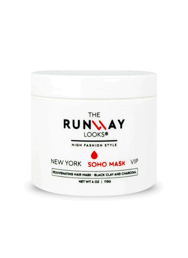 The Runway Looks Soho Rejuvenating Hair Mask, Black Clay Charcoal, Nourishes, Strengthens and Revitalizes Hair, Detoxifies Scalp, Improves Hair Overall Appearance (4oz)