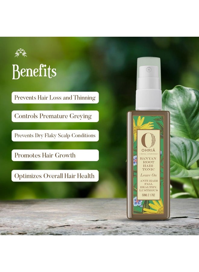 Ohria Ayurveda Banyan Root Ayurvedic Hair Tonic for Hair Fall Control & Growth | With Hibiscus, Brahmi & Natural Herbs | Men & Women| For All Hair Types- 200 ml