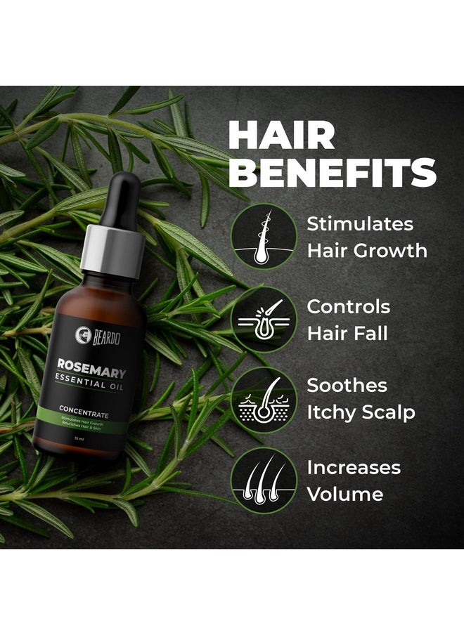 Beardo Rosemary Essential Oil, 15 ml & Derma Roller For Hair Growth 0.5 mm with 540 Chromium Needles | for Hair Growth, Hair fall and Regrowth | Skin Nourishment | 100% Natural | Aroma Oil