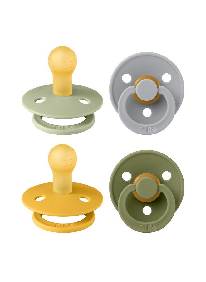 BIBS Pacifiers - Colour 4 Pack | Round Nipple Baby Pacifier | BPA Free Natural Rubber Latex Soother | Made in Denmark | Size 0-6 Months | Garden Colors