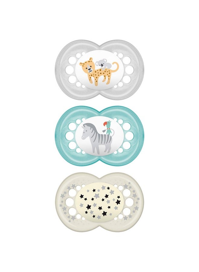 MAM Day & Night Silicone Orthodontic Pacifiers Set 6+, Pack of 3