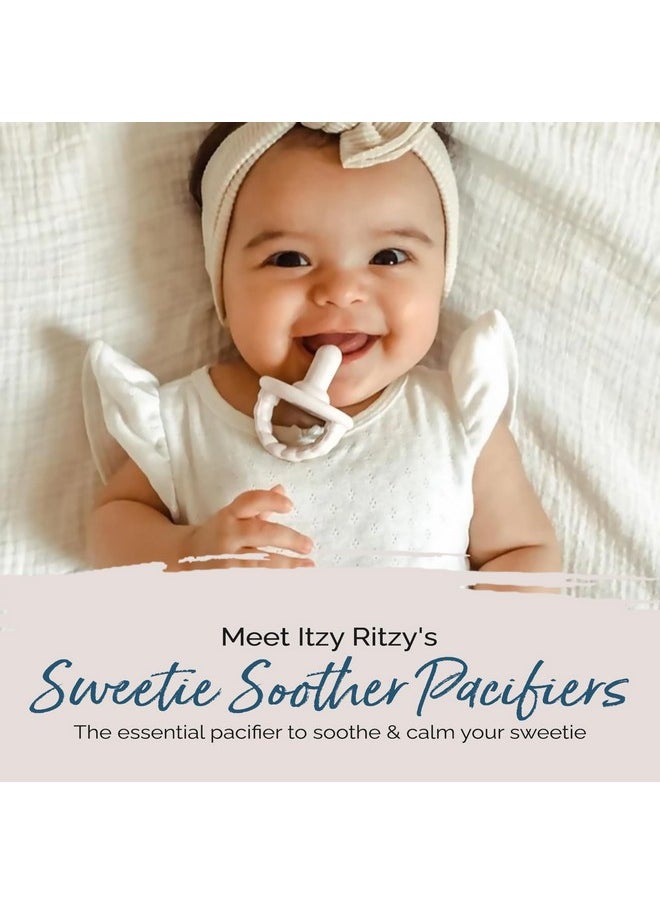 Itzy Ritzy Silicone Pacifiers for Newborn - Sweetie Soother Pacifiers Feature Collapsible Handle & Two Air Holes for Added Safety For Ages Newborn and Up, Coffee & Cream Set of 3 in White, Tan & Brown