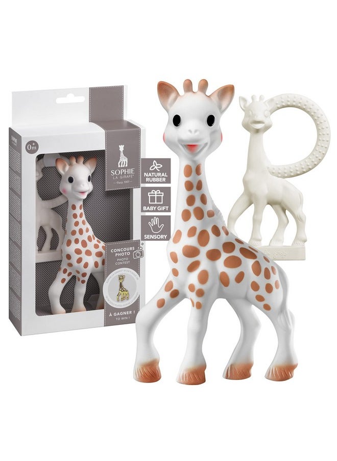 Sophie la girafe, Award Set | Includes Sophie la girafe, a Sophie la girafe Mini Teether & Photo Instructions | Handcrafted for 60 Years in France | Natural Rubber | Designed for Teething Babies