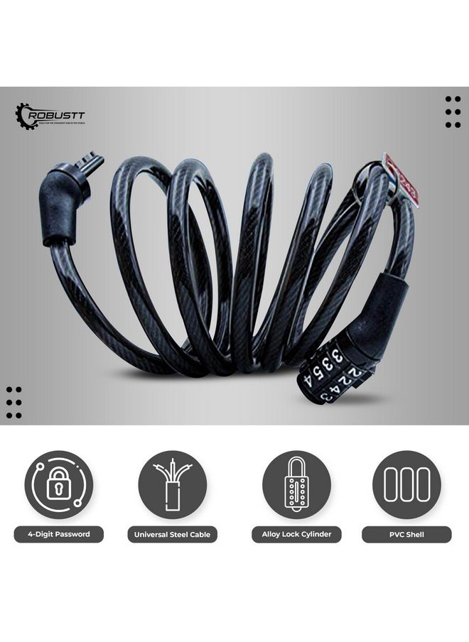 Robustt Keyless Numeric Bike Cable Lock - Pack of 2 | Preset Combination | Heavy Duty Anti-Theft Protection | Multi-Purpose Lock for Bike, Bicycle, Helmet, Luggage